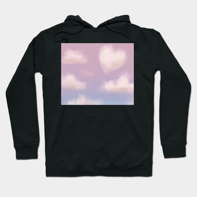 clouds sky heart aesthetic drawing blue pink purple coquette Hoodie by maoudraw